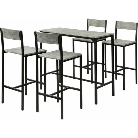 EASYCOMFORT Set 5 Pezzi Tavolo Bar con Sgabelli in Stile