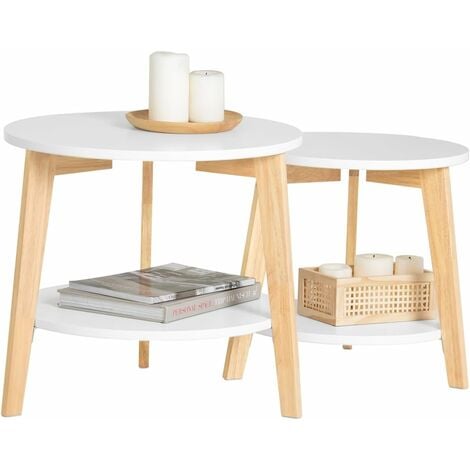 SoBuy Set of 2 Side Tables Coffee Tables Nesting Tables, FBT75-W