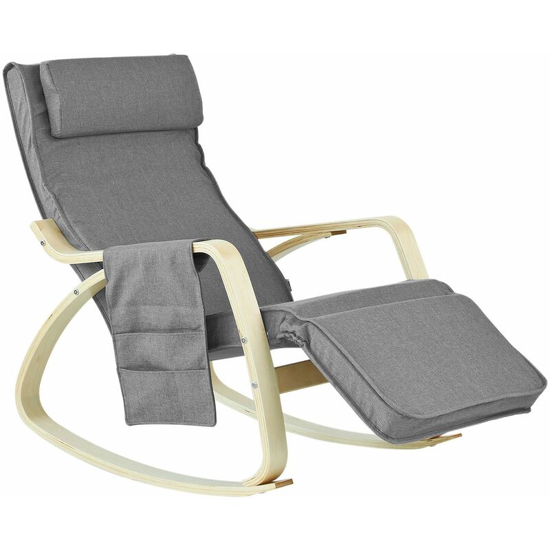 

® Sillón de relax, Mecedora, Sillón de diseño, Butaca de madera, FST18-DG - Sobuy