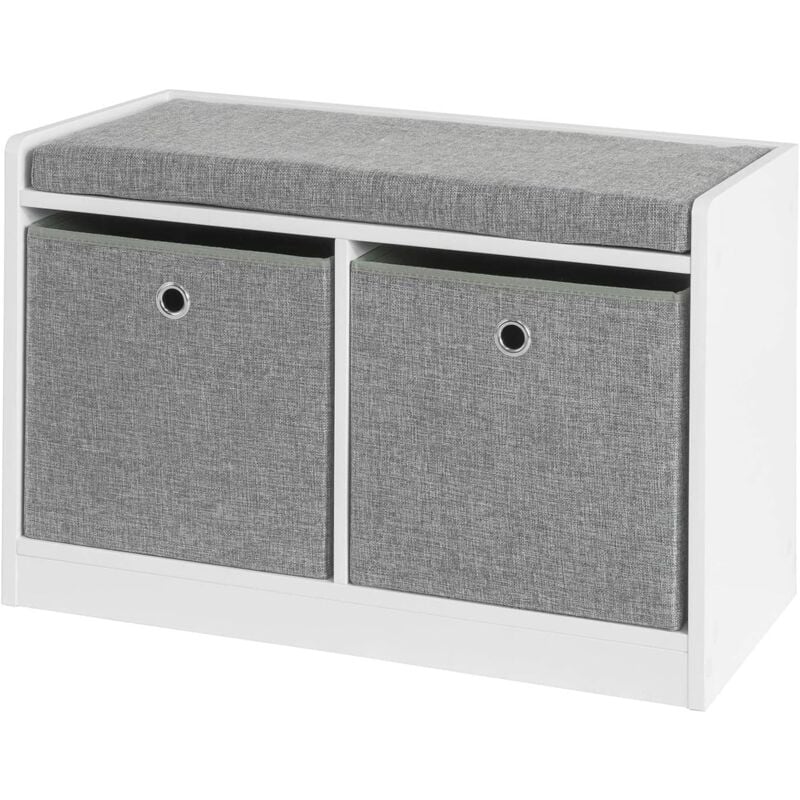 Storage Shoe Bench with Seat Shoe Chest with 2 Grey Baskets,FSR65-K-DG - Sobuy