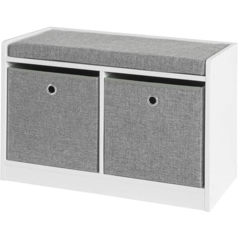 main image of "SoBuy Storage Shoe Bench with Seat Shoe Chest with 2 Grey Baskets,FSR65-K-DG"