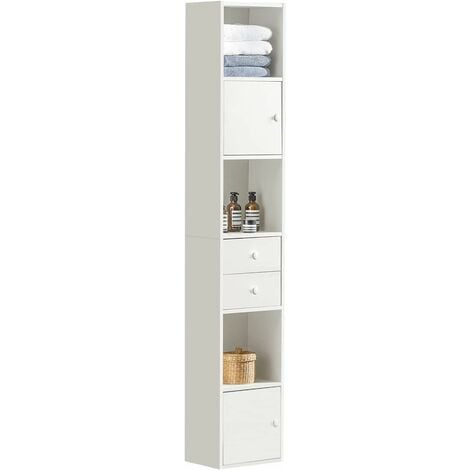 SoBuy STR10-W Badezimmer Hochschrank mit Schubladen Badschrank Badregal Standregal Aufbewahrungsregal Aktenschrank Büroregal weiß BHT ca: 33x188x24cm