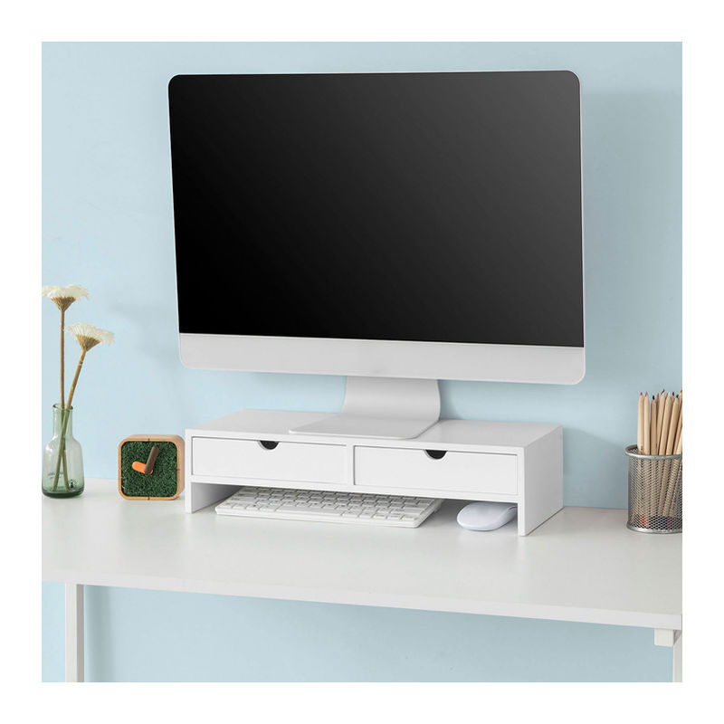 Supporto Monitor pc da scrivania Organizer scrivania Altezza 11 cm Bianco BBF02-W - Sobuy