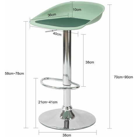 SoBuy Swivel Kitchen Breakfast Bar Stool, Height Adjustable,FST75-GR