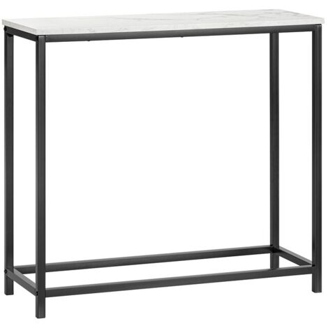 Sobuy – Table console 80x30x75 cm effet marbre FSB29SCH – Structure métallique noire – Capacité 30 kg – Pour entrée, couloir, bureau d'appoint