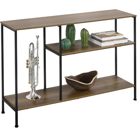 Sobuy – Table console bout de canapé FSB35PF – Panneaux de particules et fer – Dimensions L120cm x P30cm x H80cm – 3 étagères de rangement