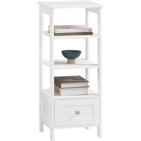 Sobuy – Table d’appoint haute FBT91W – 3 niveaux de rangement – MDF E1 – Dimensions L30 x P28 x H74 cm – Tiroir coulissant pour optimisation espace