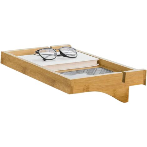 Sobuy – Table de chevet suspendue en bambou 36x25x9 cm – Capacité 2,5 kg – Installation sans outil – NKD01N