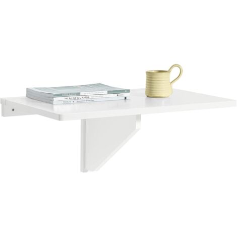 Sobuy – Table murale rabattable en bois FWT03W – Dimensions L60×P40cm – Charge max 30kg – Coloris blanc pour petits espaces