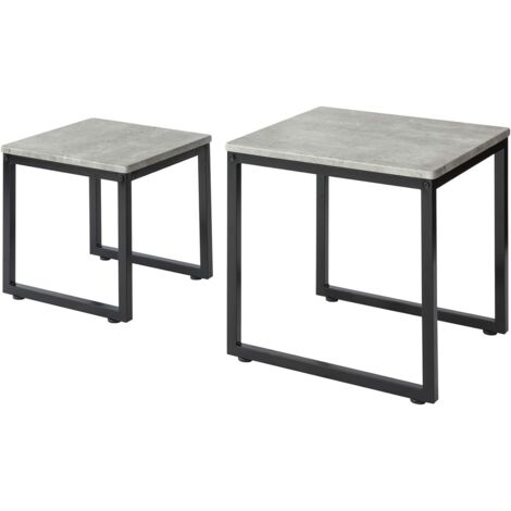 Sobuy – Tables basses gigognes – Set de 2 – MDF E1 gris ciment et fer – Dimensions 50x50cm et 40x40cm – Capacité 15kg/table – FBT42HG