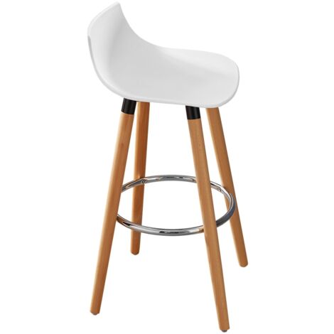 Sobuy – Tabouret de bar haut ergonomique en ABS avec dossier et repose-pieds – Pieds en bois de hêtre – Hauteur d'assise 70 cm – FST86W