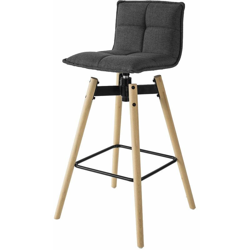 

® Taburete de bar de giratorio de 360 ° con respaldo y reposapiés de alta calidad, FST45-DG, ES - Sobuy