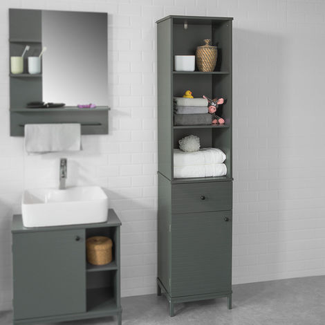 Sobuy Tall Bathroom Storage Cabinet With 3 Shelves 1 Drawer 1