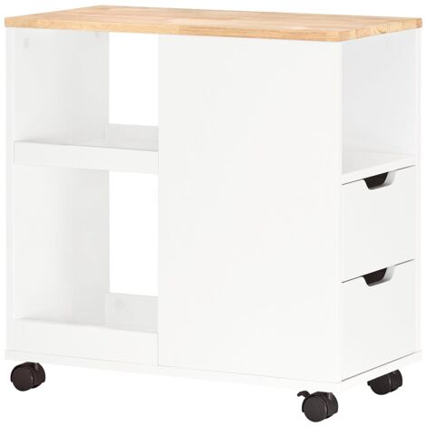 SoBuy Tavolino da salotto Tavolino leterale Carrello da soggiorno Comodino con ruote Bianco 60x30x60cm FBT130-WN