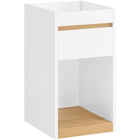 SoBuy Tavolino laterale Comodino con cassetto Bianco-Naturale 30x35x55cm FBT137-W