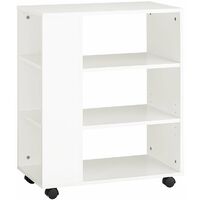 SoBuy Tavolino Salotto con Ruote,Porta Stampante, Bianco,Altezza 75 cm, FBT68-