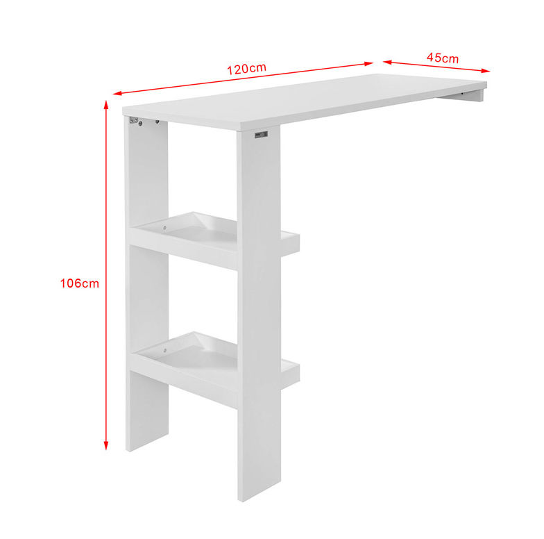 Tavoli A Scomparsa A Muro.Sobuy Tavolo A Muro Bancone Bar Tavolo Alto Da Bar Bianco Con Ripiani Fwt55 W