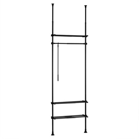 Sobuy – Porte-vêtements télescopique ajustable 52-80 cm x 233-300 cm – Tube en acier inoxydable – Capacité 16 kg – KLS07SCH