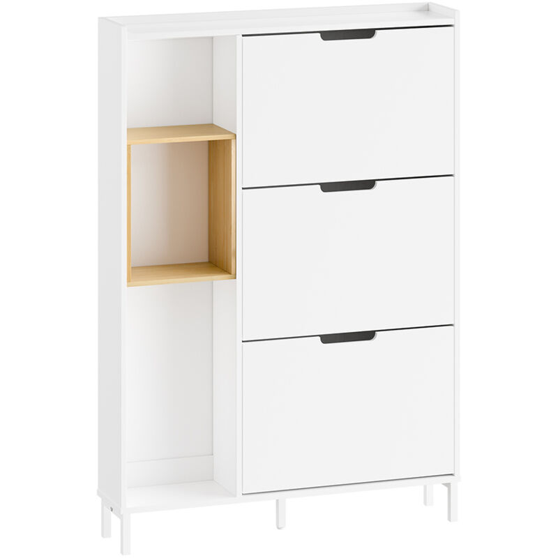 Sobuy Three-door Shoe Cabinet White 90x19x129, 5cm Modern Fsr209-wn