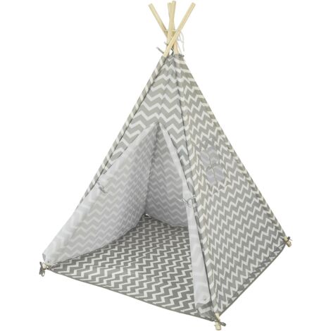 Sobuy – Tipi enfant OSS03 – Tente de jeu en polyester avec poteaux en bois – Dimensions L116 x P116 x H158 cm – Installation facile