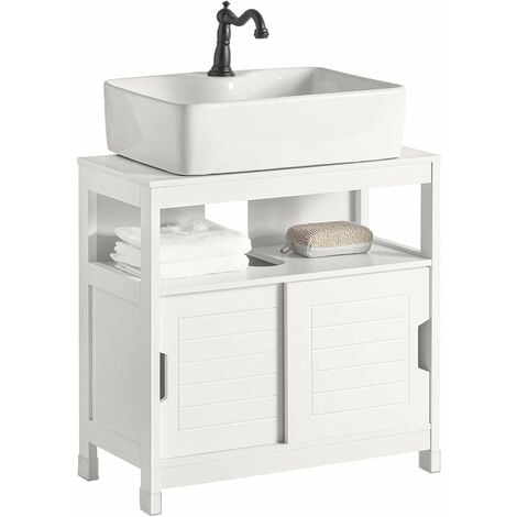 SoBuy Under Sink Bathroom Storage Cabinet with Sliding Door,White,FRG128-W