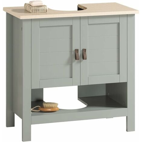 SoBuy Under Sink Cabinet Bathroom Vanity Unit Bathroom Storage Cabinet with Double Doors, Suitable for Pedestal Sinks,BZR69-II-HG