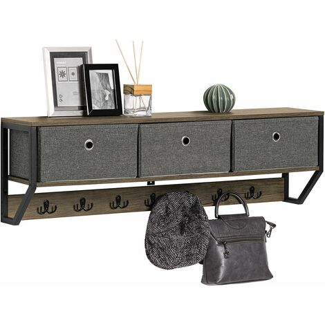 SoBuy Wall Coat Rack Wall Shelf Wall Storage Cabinet Unit,FHK26-N