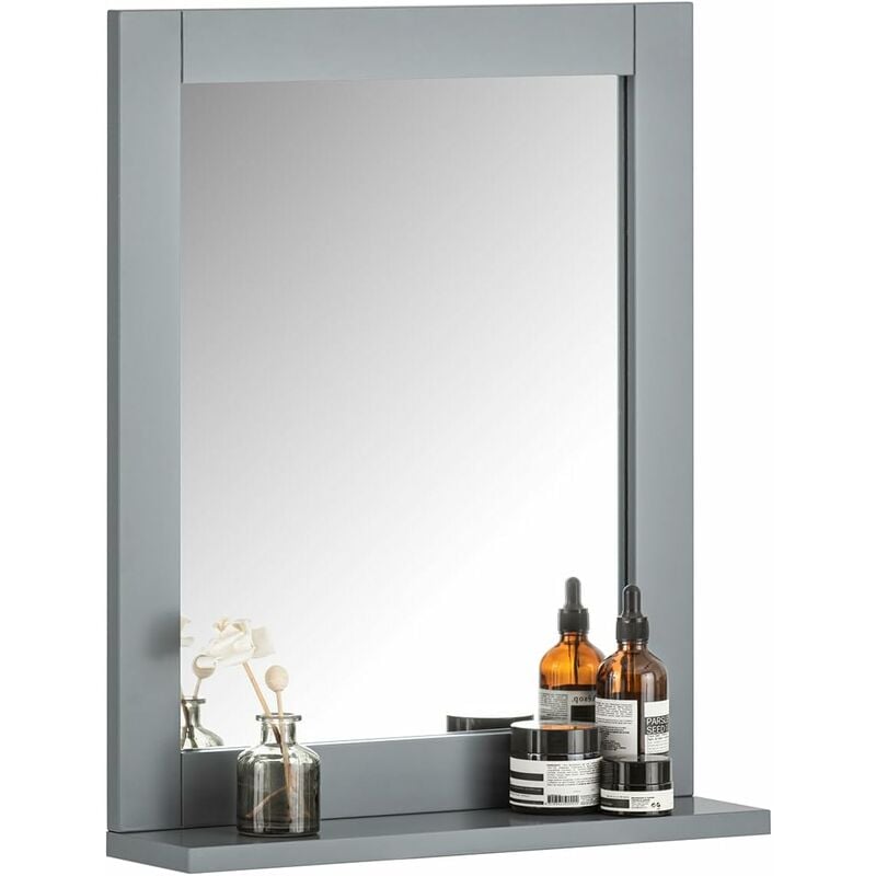 Wall Mounted Bathroom Mirror with Storage Shelf, Bathroom Wall Mirror,FRG129-SG - Sobuy