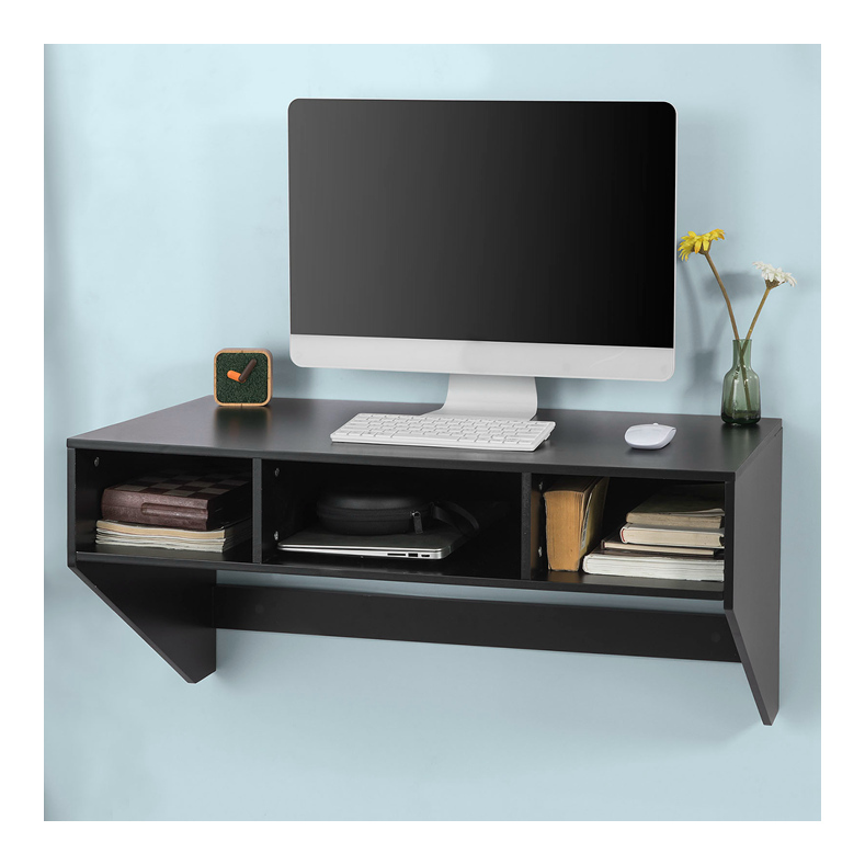Sobuy Wall Mounted Dining Table Computer Desk With Drawers Black
