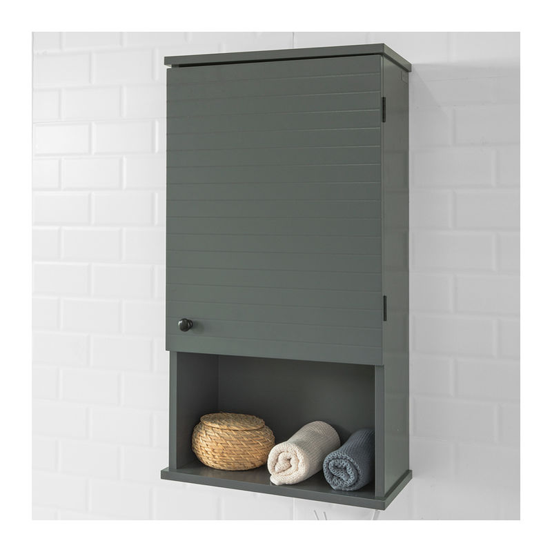 SoBuy Wall Mounted Single Door Bathroom Storage Cabinet, Bathroom Wall Cabinet,BZR25-DG