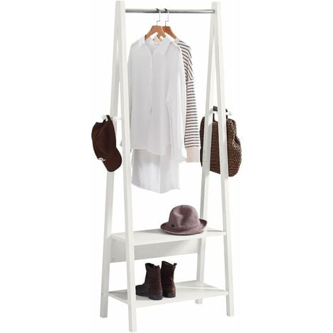 white wooden clothes stand