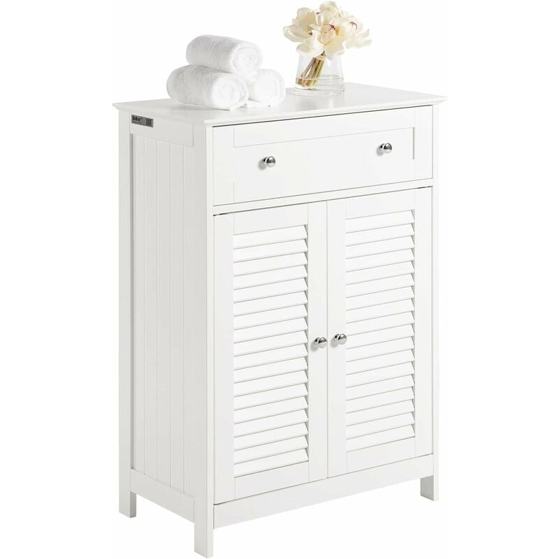 Sobuy White Storage Cabinet Cupboard With Drawer And Shutter Doors