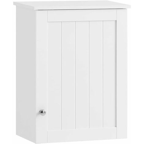 main image of "SoBuy White Floor Standing Tall Bathroom Storage Cabinet with 3 Shelves 1 Drawer 1 Cabinet,BZR17-W"