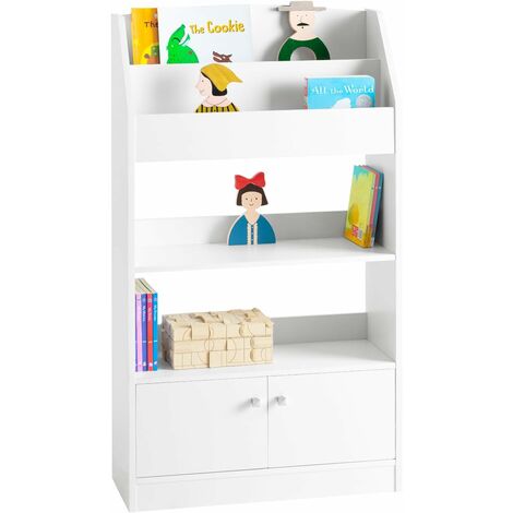 Sobuy White Wood Children Kids Storage Display Bookcase Cabinet