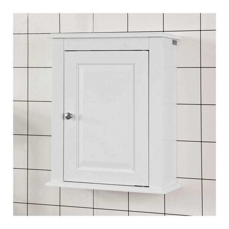 White Wood Wall Mounted Single Door Bathroom Storage Cabinet,FRG203-W - Sobuy
