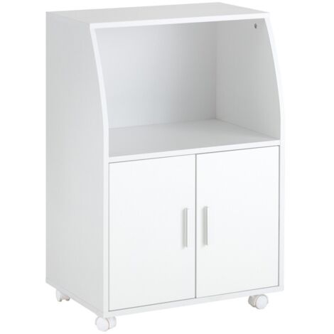 SoBuy White Wood Wheeled Kitchen Storage Cupboard Unit FRG241-W