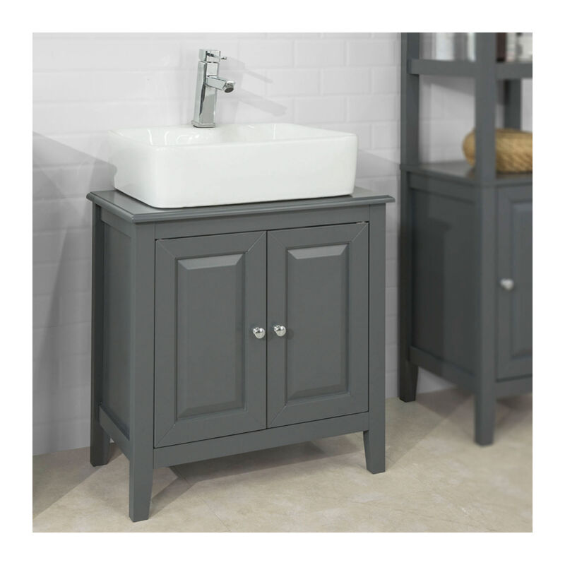 SoBuy Wood Under Sink Basin Bathroom Storage Cabinet Unit Grey FRG202-DG