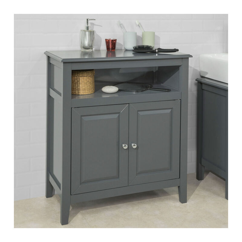 Sobuy - Wood Free Standing Bathroom Storage Cabinet with Doors Grey, FRG204-DG