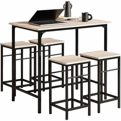 SoBuy Bar High table and 4 Stools, Home Kitchen Breakfast Bar,OGT11-HG