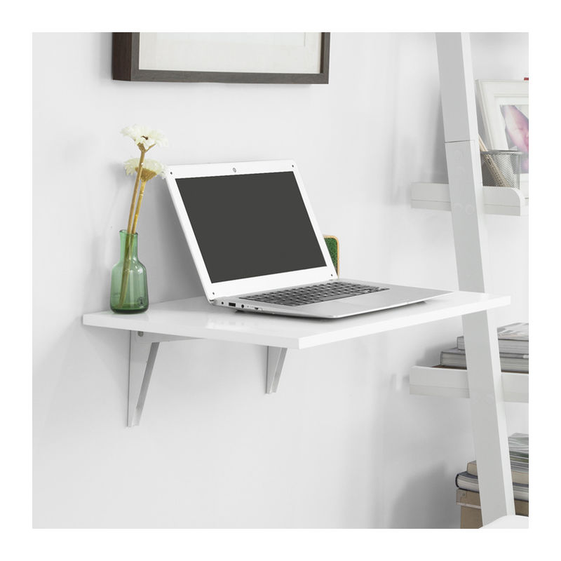 Sobuy Wall Mounted Home Office Computer Table Desk With Shelves