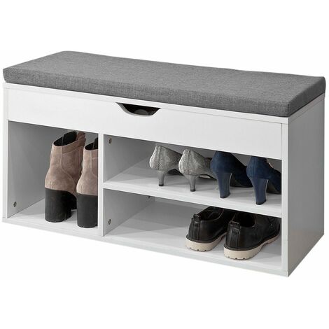 SoBuy®Banco zapatero,armario de Almacenamiento con cajón y 3 compartimientos,H46 cm, FSR45-HG,ES