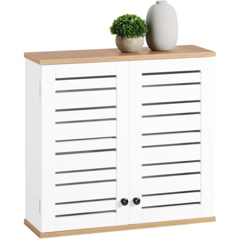 SoBuy,Bathroom Wall Cabinet Wall Mounted Storage Cabinet Cupboard with 2 Doors,BZR42-W