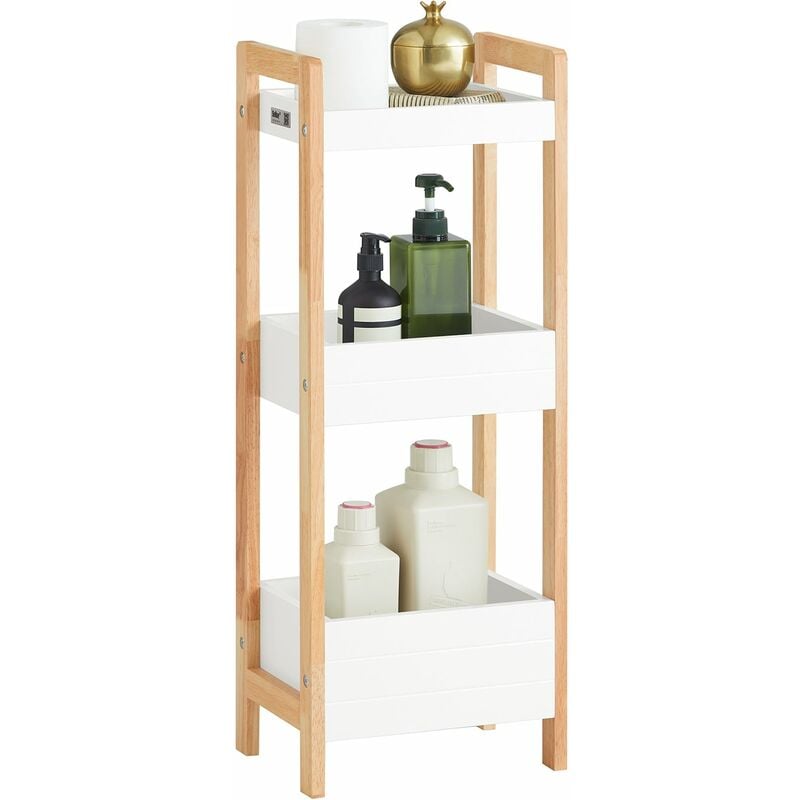 

®Estantería de baño con 3 niveles de bandejastantería tipo escalera, H74 cm, FRG226-WN - Sobuy