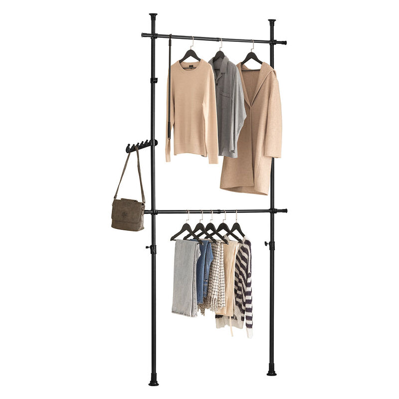 

FRG109-SCH Perchero Extensible,Perchero Telescópico,(77-112 x 103-278 cm), Metal y Plástico, Color Negro ES - Sobuy