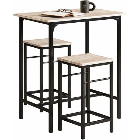 SoBuy®Set de 2 Taburetes y 1 mesa de afuera, , juego de 3 piezas comedor mesa, OGT10-N
