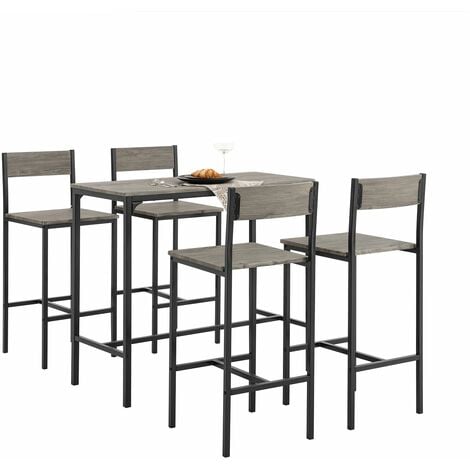 SoBuy®Set de 4 Taburetes con respaldos y 1 mesa ,juego de 5 piezas mesa comedor,OGT14,ES