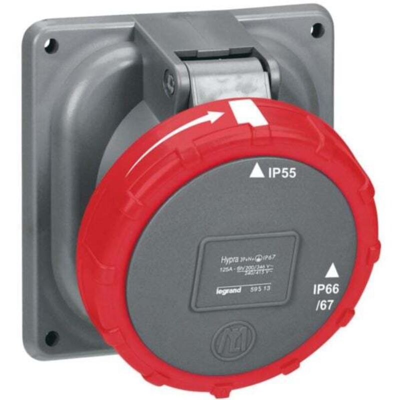 prise tableau 125 ampères 3p+n+t ip55 rouge - legrand hypra 59513