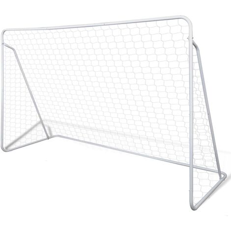 main image of "Soccer Goal Post Net Set Steel 240 x 90 x 150 cm - White"