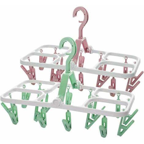 Sock Drying Rack,2Pack Plastic Socks Hanger Foldable Hanging Clothes Drying Rack Clips for Socks Underwear Towels