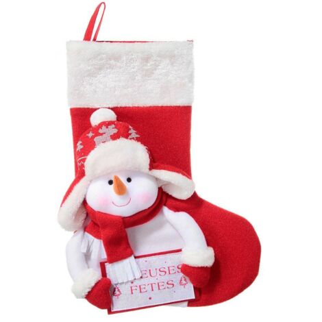 Socke mit Teddykopf - Schneemann